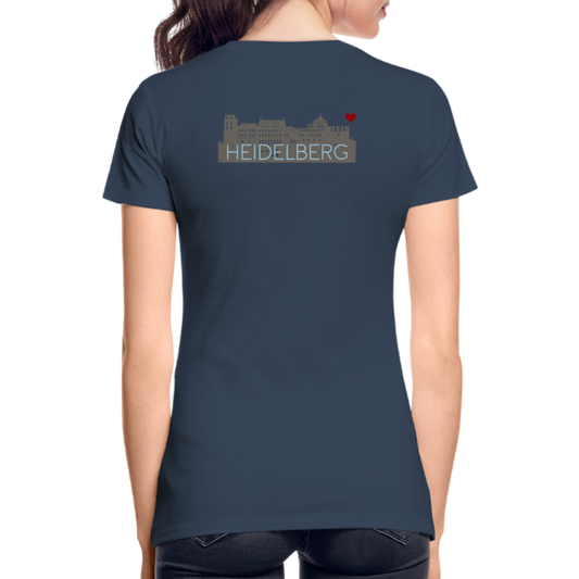 DAMEN ORGANIC SHIRT - HEIDELBERGER SCHLOSS (DESIGN HINTEN) DARK - Navy