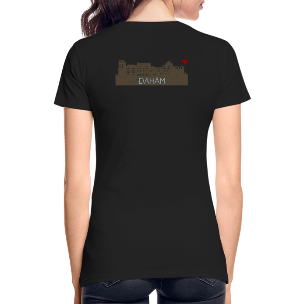 DAMEN ORGANIC SHIRT - HEIDELBERGER SCHLOSS DAHÄM (DESIGN HINTEN) DARK - Schwarz
