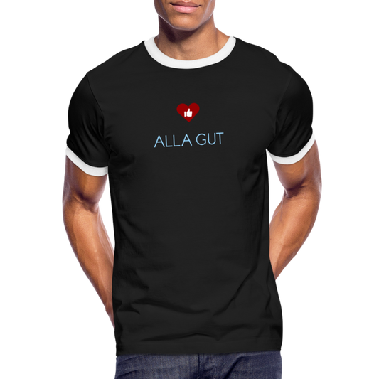 HERREN KONTRAST SHIRT- ALLA GUT DARK - Schwarz/Weiß