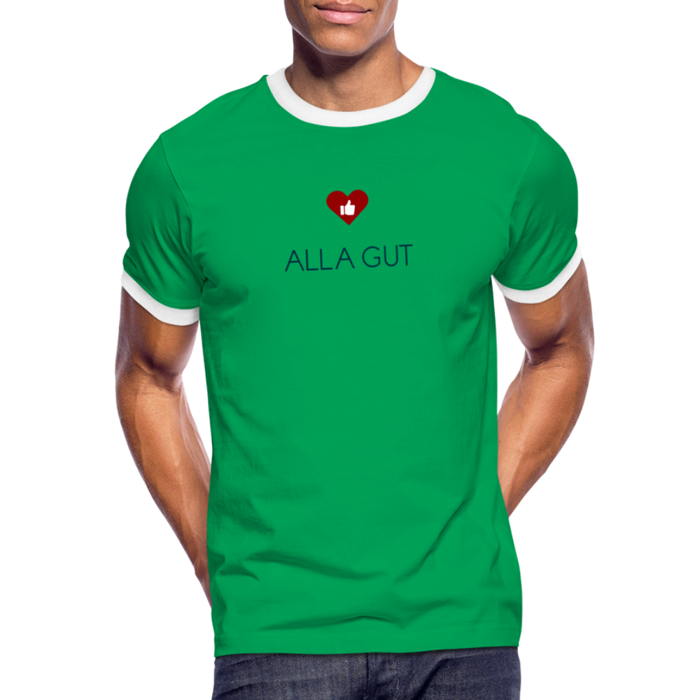 HERREN KONTRAST SHIRT- ALLA GUT TRANSPARENT - Kelly Green/Weiß