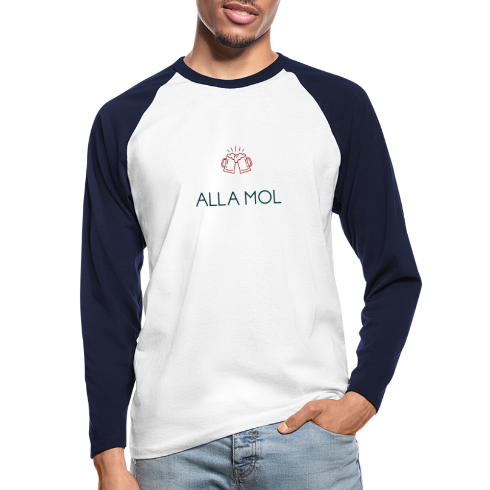 HERREN KONTRAST-LANGARM-SHIRT - ALLA MOL TRANSPARENT - Weiß/Navy