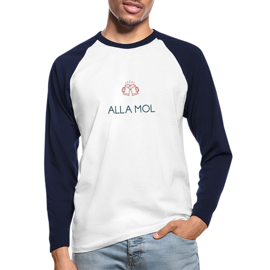 HERREN KONTRAST-LANGARM-SHIRT - ALLA MOL TRANSPARENT - Weiß/Navy