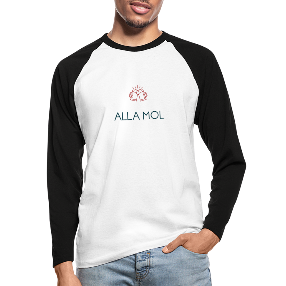 HERREN KONTRAST-LANGARM-SHIRT - ALLA MOL TRANSPARENT - Weiß/Schwarz