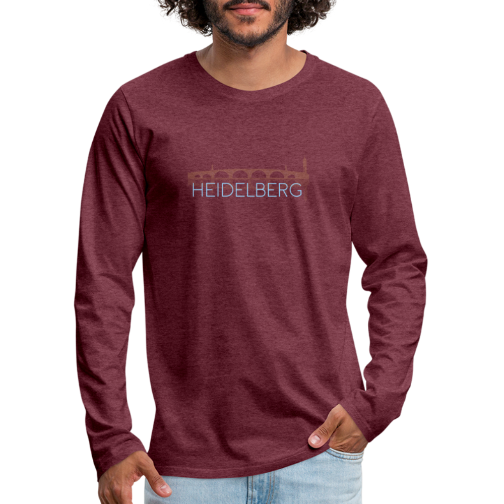 HERREN LANGARM-SHIRT - ALTE BRÜCKE HEIDELBERG DARK - Bordeauxrot meliert