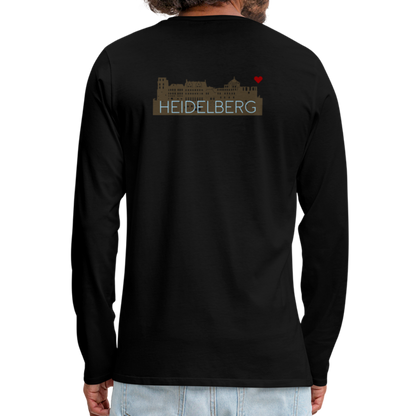 HERREN LANGARM-SHIRT - HEIDELBERGER SCHLOSS (DESIGN HINTEN) DARK - Schwarz