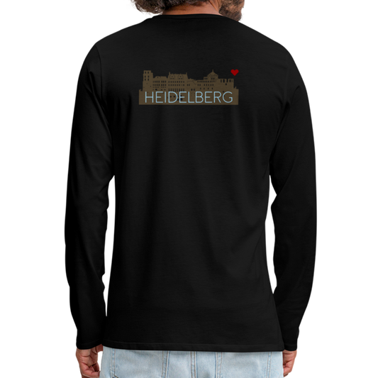 HERREN LANGARM-SHIRT - HEIDELBERGER SCHLOSS (DESIGN HINTEN) DARK - Schwarz