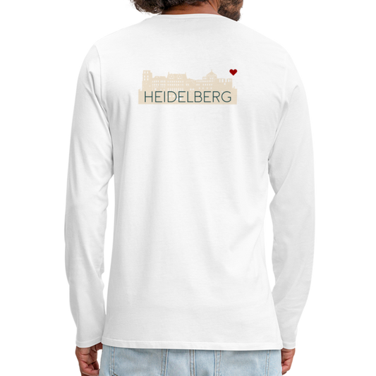 HERREN LANGARM-SHIRT - HEIDELBERGER SCHLOSS (DESIGN HINTEN) TRANSPARENT - Weiß