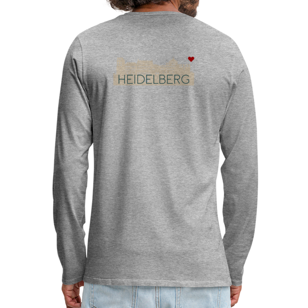 HERREN LANGARM-SHIRT - HEIDELBERGER SCHLOSS (DESIGN HINTEN) TRANSPARENT - Grau meliert