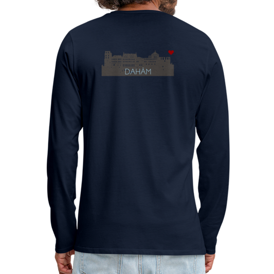 HERREN LANGARM-SHIRT - HEIDELBERGER SCHLOSS DAHÄM (DESIGN HINTEN) DARK - Navy