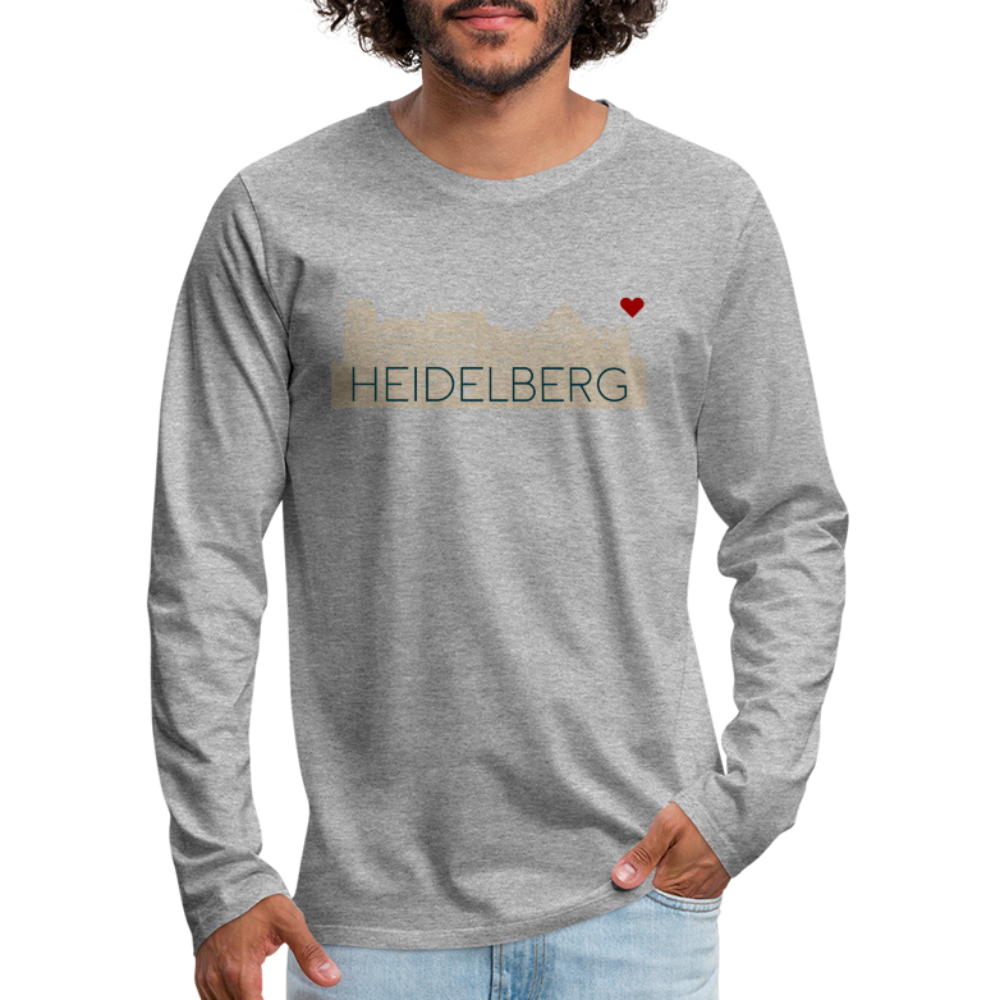 HERREN LANGARM-SHIRT - HEIDELBERGER SCHLOSS TRANSPARENT - Grau meliert