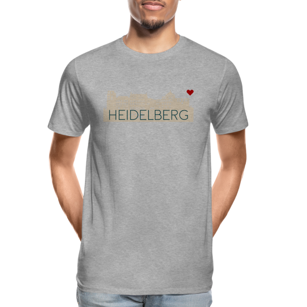 HERREN ORGANIC - HEIDELBERGER SCHLOSS T-SHIRT TRANSPARENT - Grau meliert