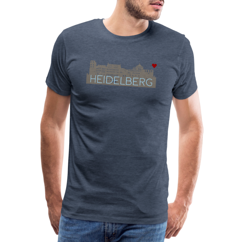 HERREN SHIRT - HEIDELBERGER SCHLOSS DARK - Blau meliert
