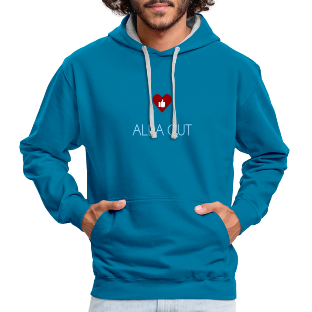 UNISEX HOODIE - ALLA GUT DARK - Pfauenblau/Grau meliert