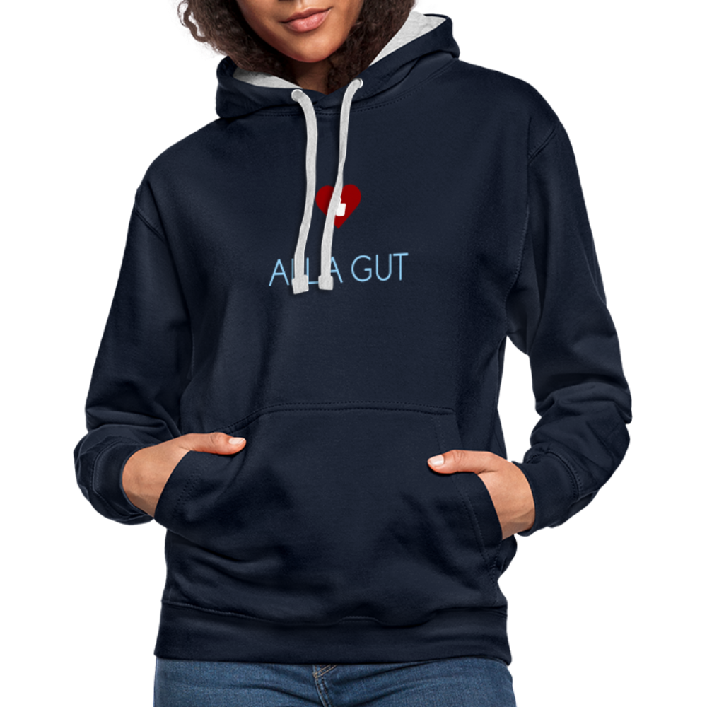 UNISEX HOODIE - ALLA GUT DARK - Navy/Grau meliert