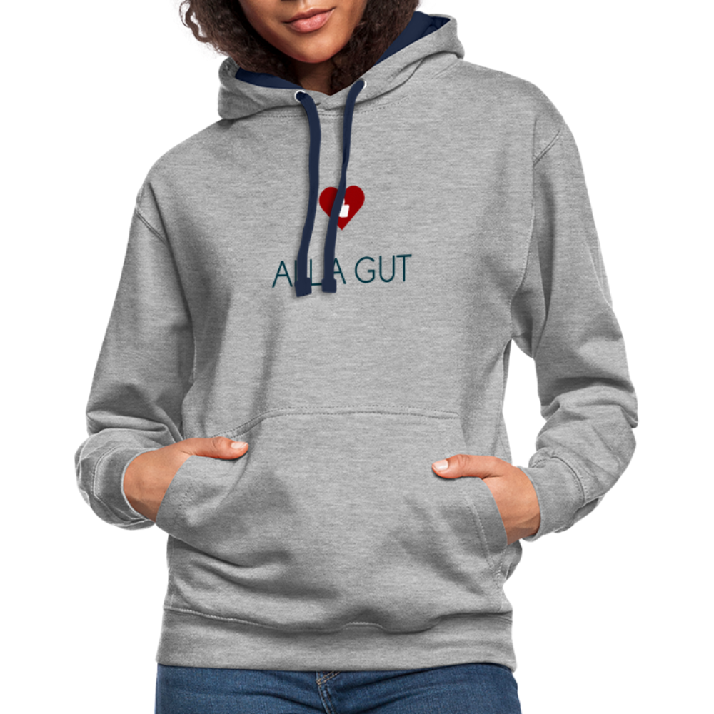 UNISEX HOODIE - ALLA GUT TRANSPARENT - Grau meliert/Navy