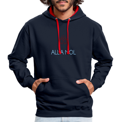 UNISEX HOODIE - ALLA MOL BIER DARK - Navy/Rot