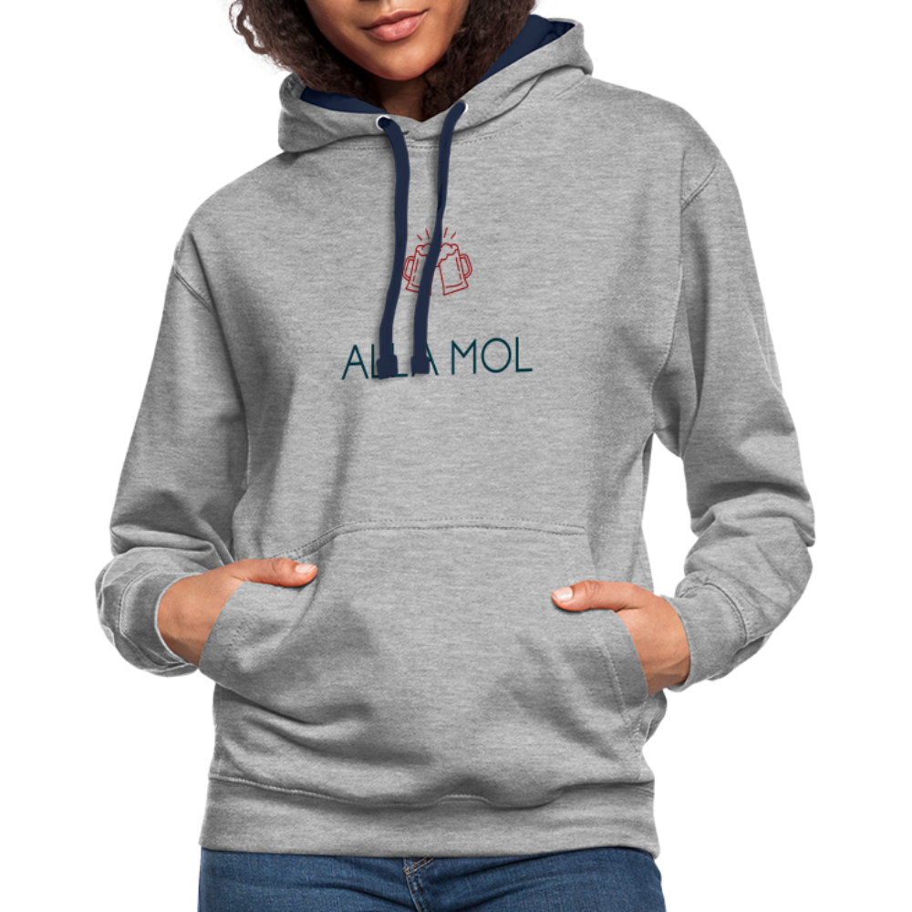UNISEX HOODIE - ALLA MOL BIER TRANSPARENT - Grau meliert/Navy