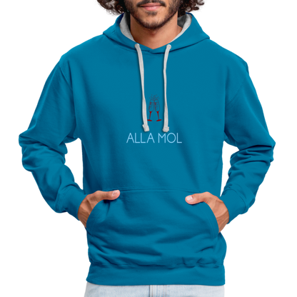 UNISEX HOODIE - ALLA MOL SEKT DARK - Pfauenblau/Grau meliert
