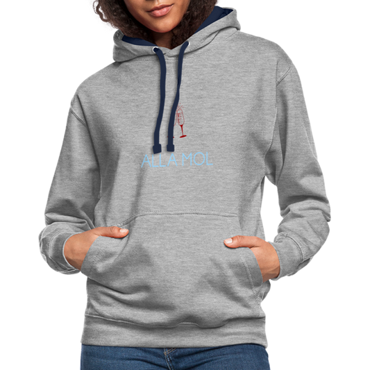 UNISEX HOODIE - ALLA MOL SEKT DARK - Grau meliert/Navy