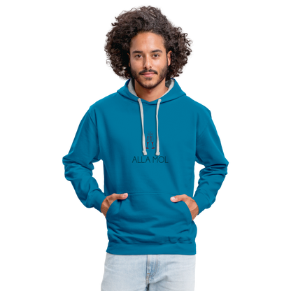 UNISEX HOODIE - ALLA MOL SEKT TRANSPARENT - Pfauenblau/Grau meliert