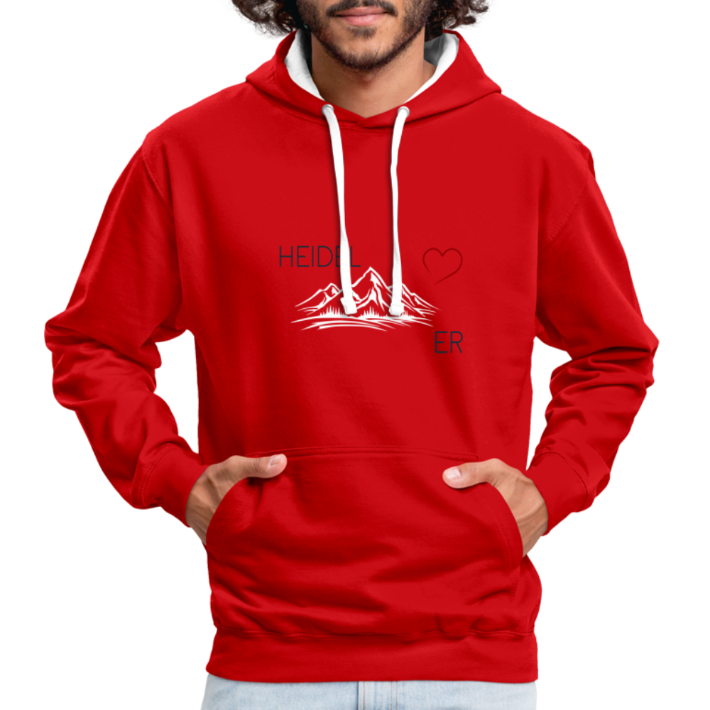 UNISEX HOODIE - HEIDEL(BERG)ER  MIT HERZ TRANSPARENT - Rot/Weiß