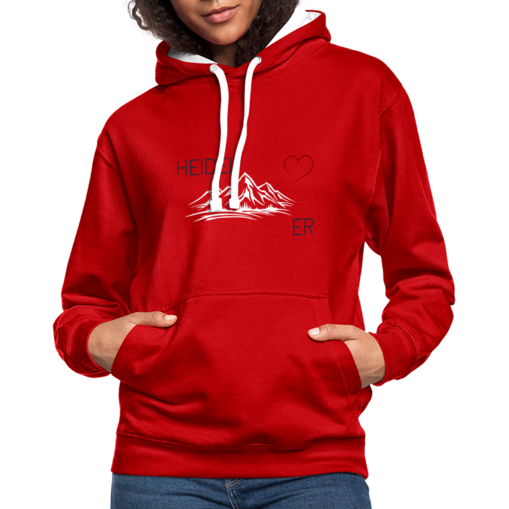 UNISEX HOODIE - HEIDEL(BERG)ER  MIT HERZ TRANSPARENT - Rot/Weiß