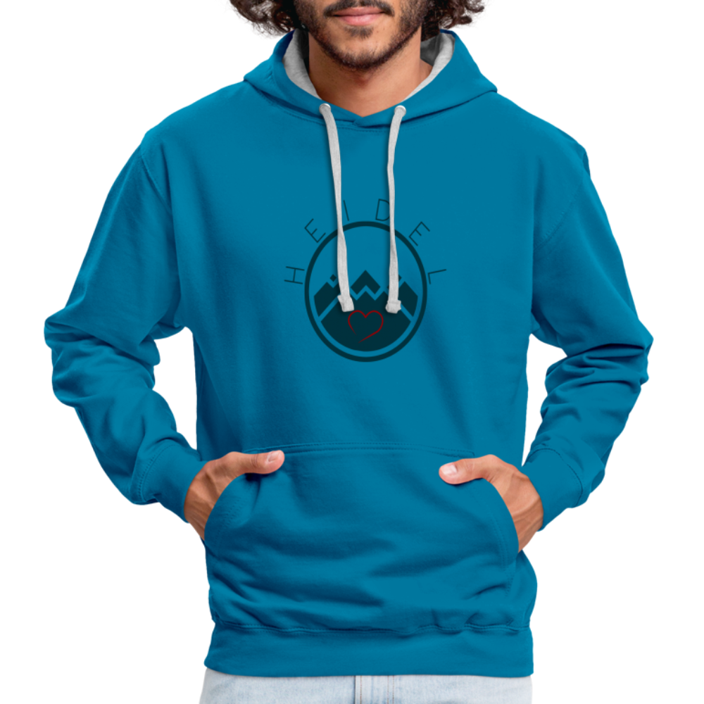 UNISEX HOODIE - HEIDELSTORE TRANSPARENT - Pfauenblau/Grau meliert
