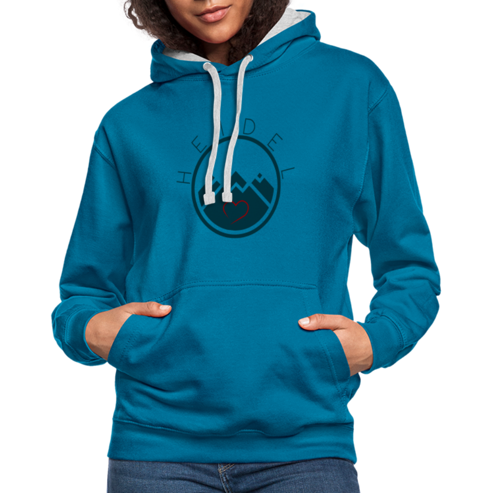 UNISEX HOODIE - HEIDELSTORE TRANSPARENT - Pfauenblau/Grau meliert