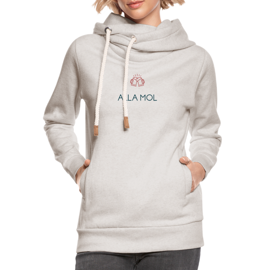 UNISEX HOODIE SCHALKRAGEN - ALLA MOL BIER TRANSPARENT - Beige meliert