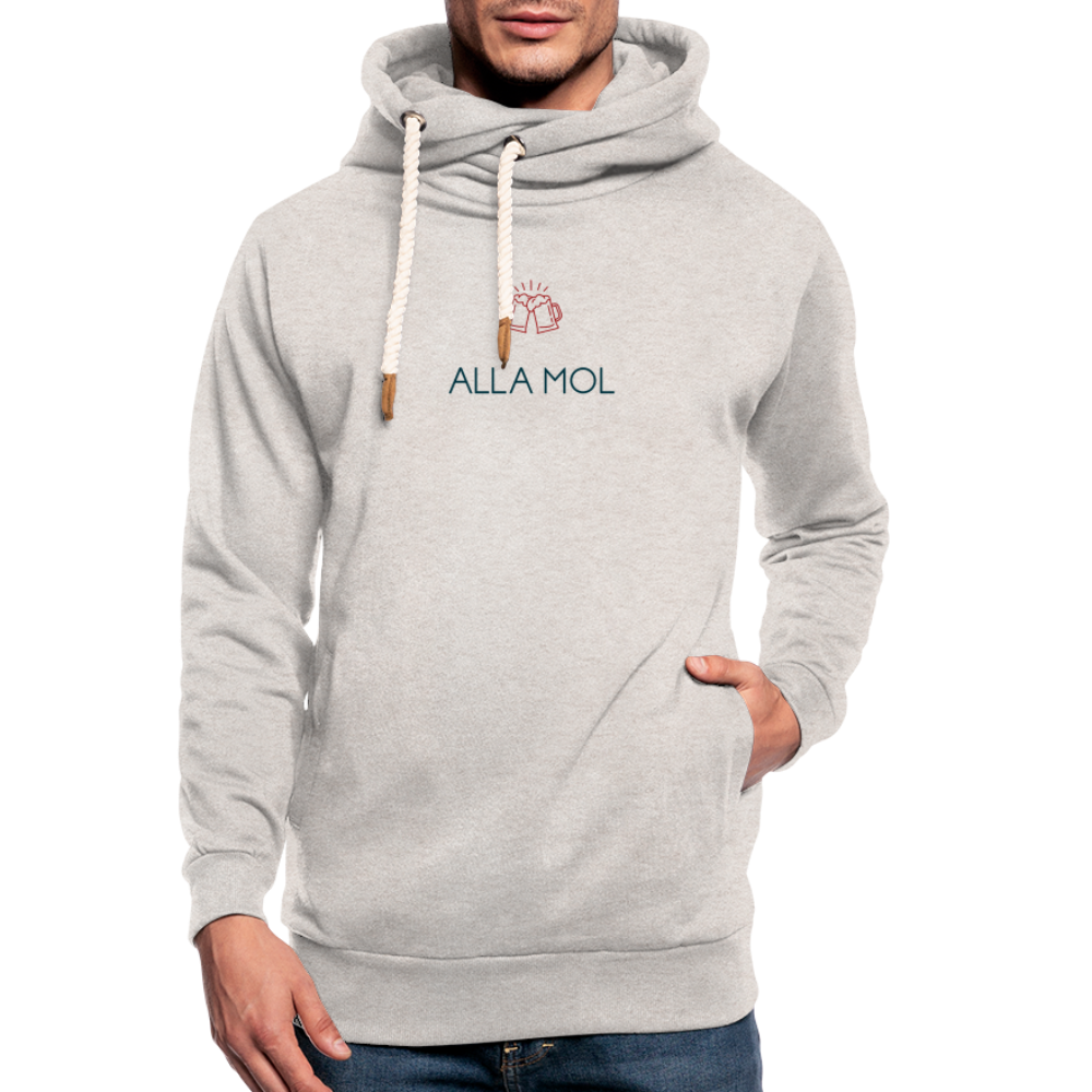 UNISEX HOODIE SCHALKRAGEN - ALLA MOL BIER TRANSPARENT - Beige meliert
