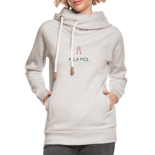 UNISEX HOODIE SCHALKRAGEN - ALLA MOL SEKT TRANSPARENT - Beige meliert