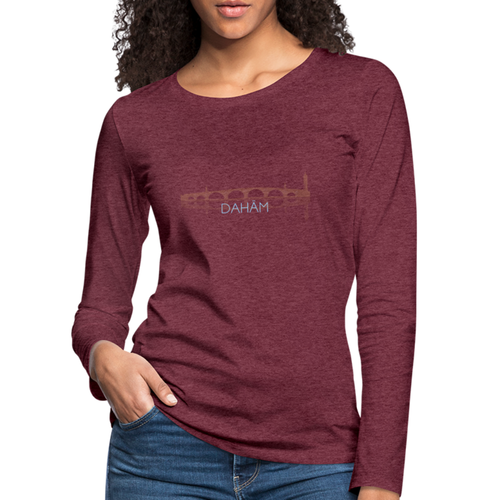 DAMEN LANGARM-SHIRT - ALTE BRÜCKE DAHÄM DARK - Bordeauxrot meliert