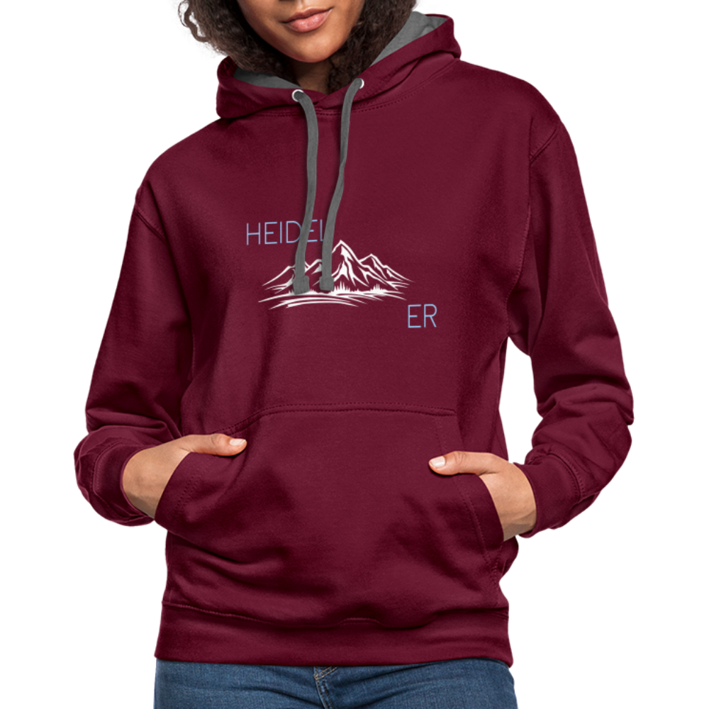 UNISEX HOODIE - HEIDEL(BERG)ER DARK - Weinrot/Anthrazit