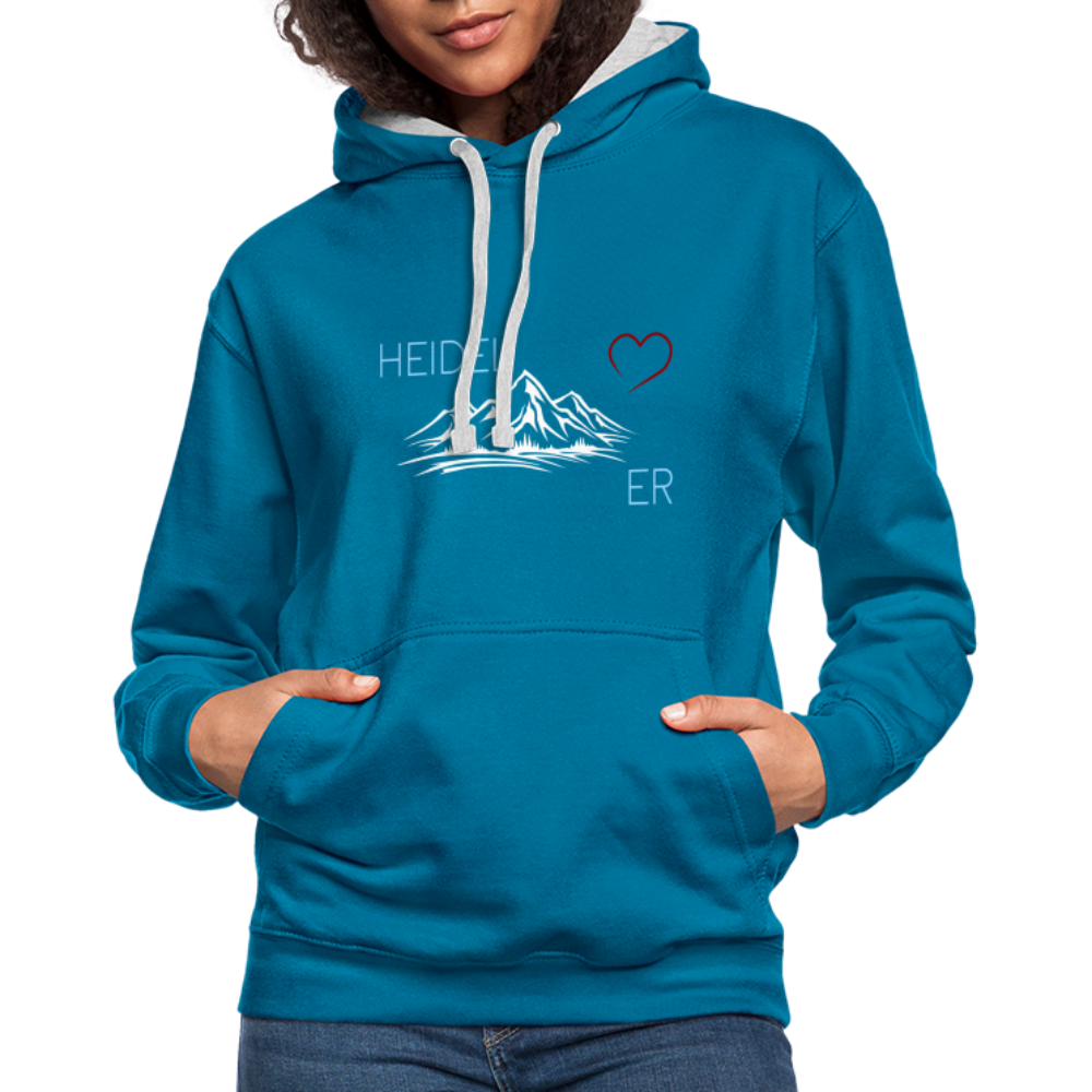 UNISEX HOODIE - HEIDEL(BERG)ER MIT HERZ DARK - Pfauenblau/Grau meliert