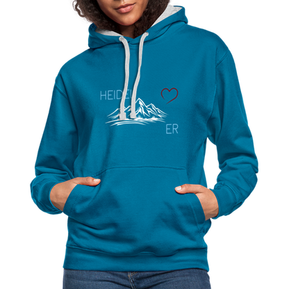 UNISEX HOODIE - HEIDEL(BERG)ER MIT HERZ DARK - Pfauenblau/Grau meliert