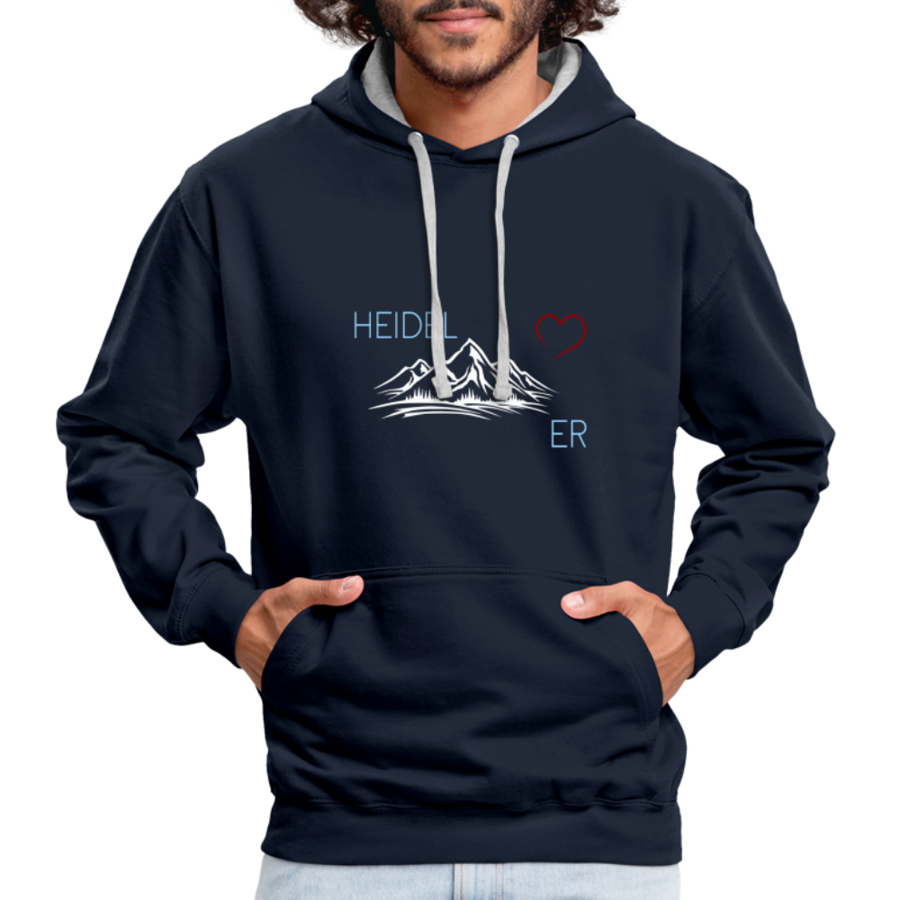 UNISEX HOODIE - HEIDEL(BERG)ER MIT HERZ DARK - Navy/Grau meliert