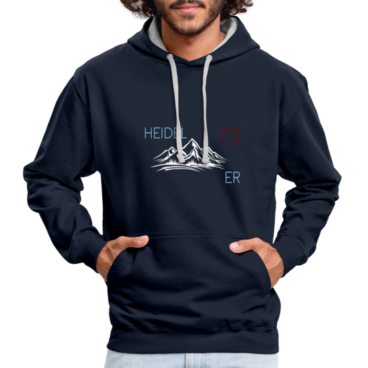 UNISEX HOODIE - HEIDEL(BERG)ER MIT HERZ DARK - Navy/Grau meliert