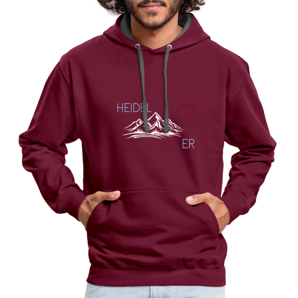UNISEX HOODIE - HEIDEL(BERG)ER MIT HERZ DARK - Weinrot/Anthrazit