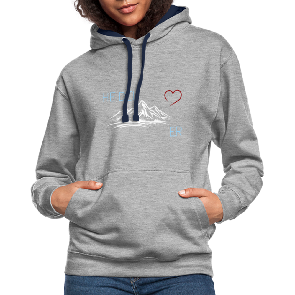 UNISEX HOODIE - HEIDEL(BERG)ER MIT HERZ DARK - Grau meliert/Navy