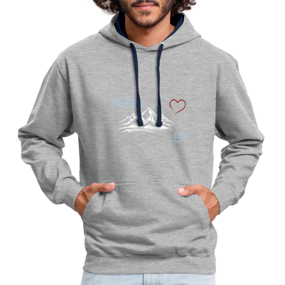UNISEX HOODIE - HEIDEL(BERG)ER MIT HERZ DARK - Grau meliert/Navy
