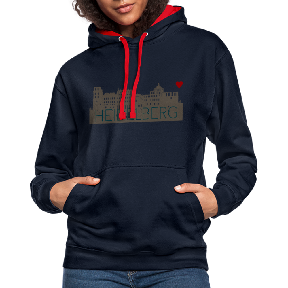 UNISEX HOODIE - HEIDELBERGER SCHLOSS DARK - Navy/Rot