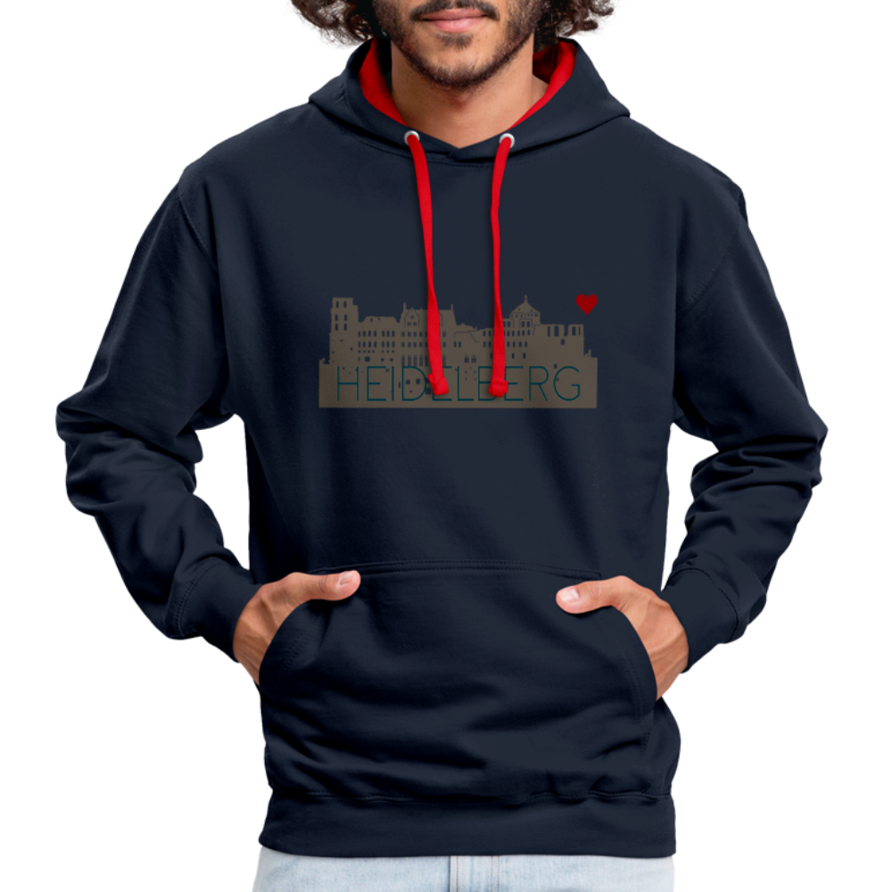 UNISEX HOODIE - HEIDELBERGER SCHLOSS DARK - Navy/Rot