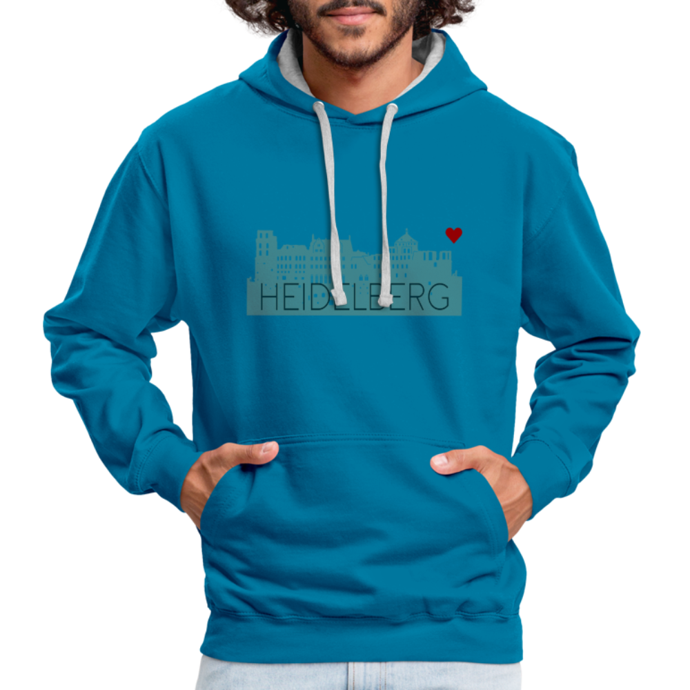 UNISEX HOODIE - HEIDELBERGER SCHLOSS DARK - Pfauenblau/Grau meliert