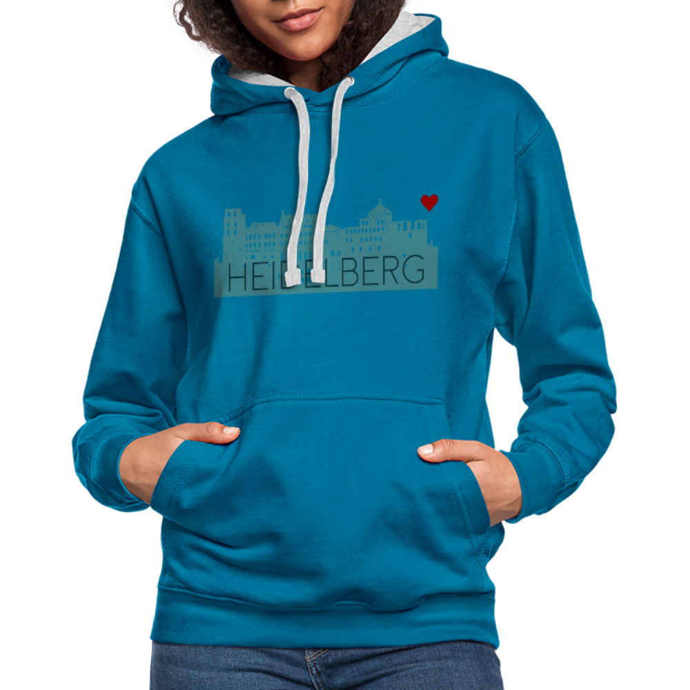 UNISEX HOODIE - HEIDELBERGER SCHLOSS DARK - Pfauenblau/Grau meliert