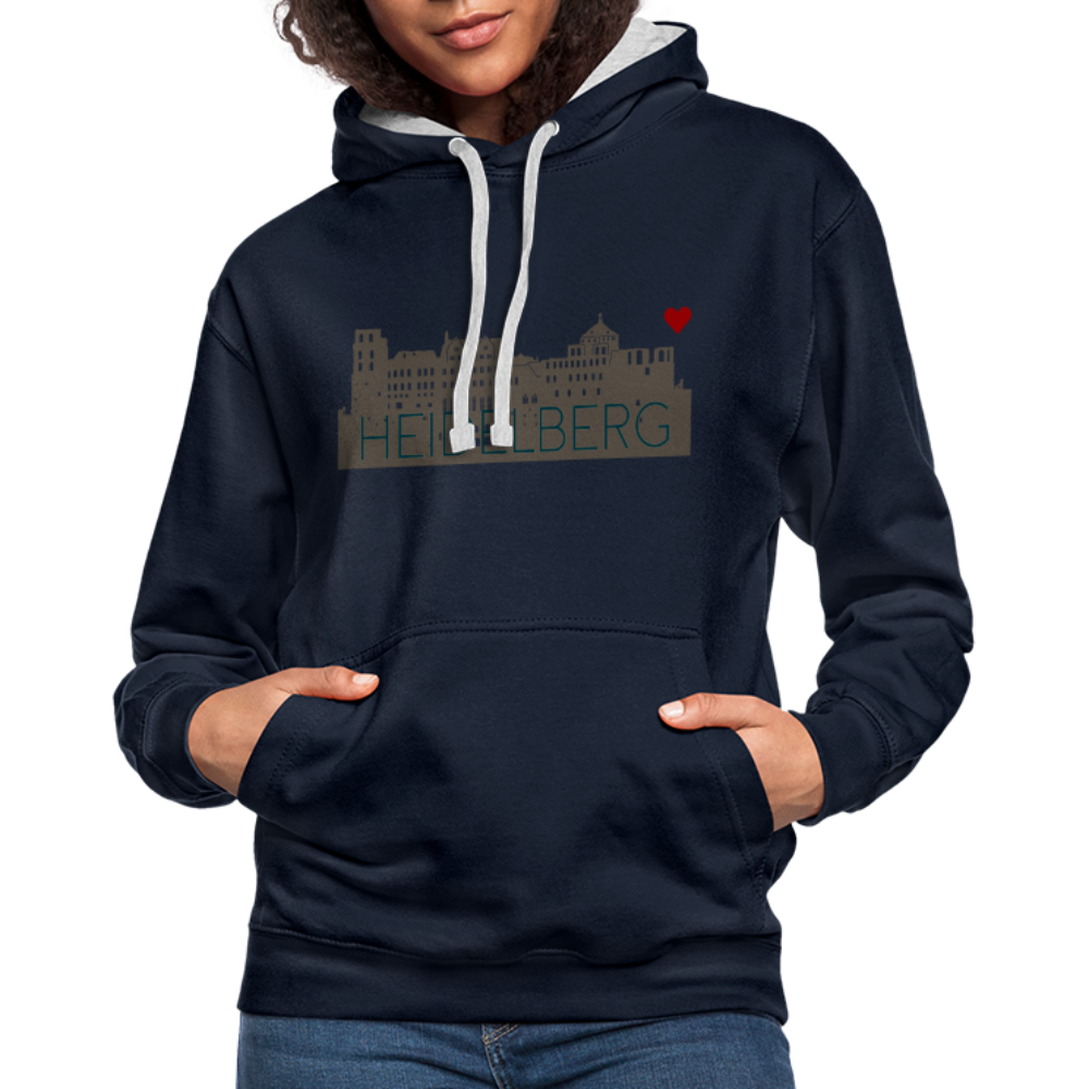 UNISEX HOODIE - HEIDELBERGER SCHLOSS DARK - Navy/Grau meliert