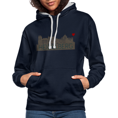 UNISEX HOODIE - HEIDELBERGER SCHLOSS DARK - Navy/Grau meliert