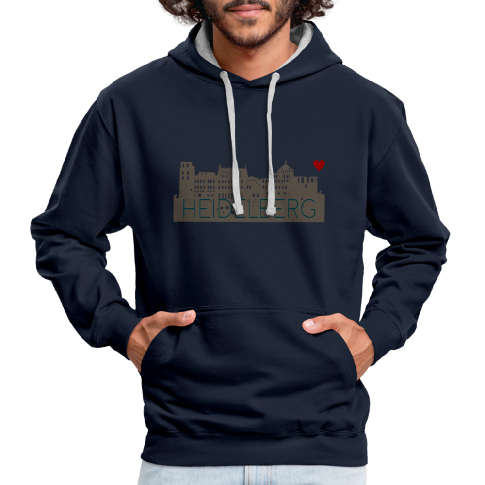 UNISEX HOODIE - HEIDELBERGER SCHLOSS DARK - Navy/Grau meliert