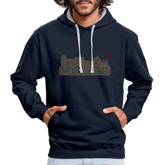 UNISEX HOODIE - HEIDELBERGER SCHLOSS DARK - Navy/Grau meliert