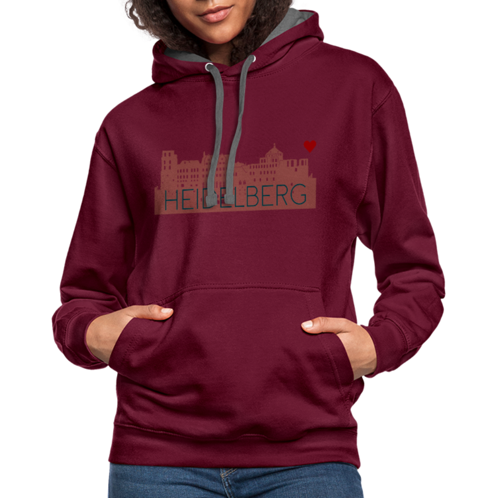 UNISEX HOODIE - HEIDELBERGER SCHLOSS DARK - Weinrot/Anthrazit
