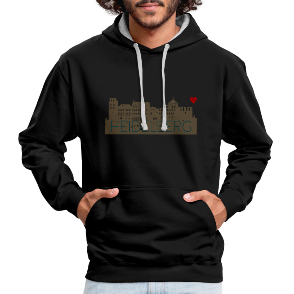 UNISEX HOODIE - HEIDELBERGER SCHLOSS DARK - Schwarz/Grau meliert